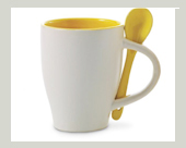 Löffelbecher innen gelb/aussen weiss