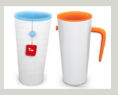Tee Becher mit halterung orange