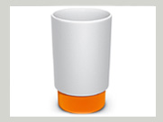 Becher-orange-orangener-ohne-henkel-henkellos-Porzellan