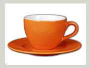 tasse mit unterteller orange