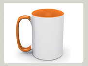 tasse orange mit grossem griff